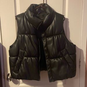 Petite large faux leather vest